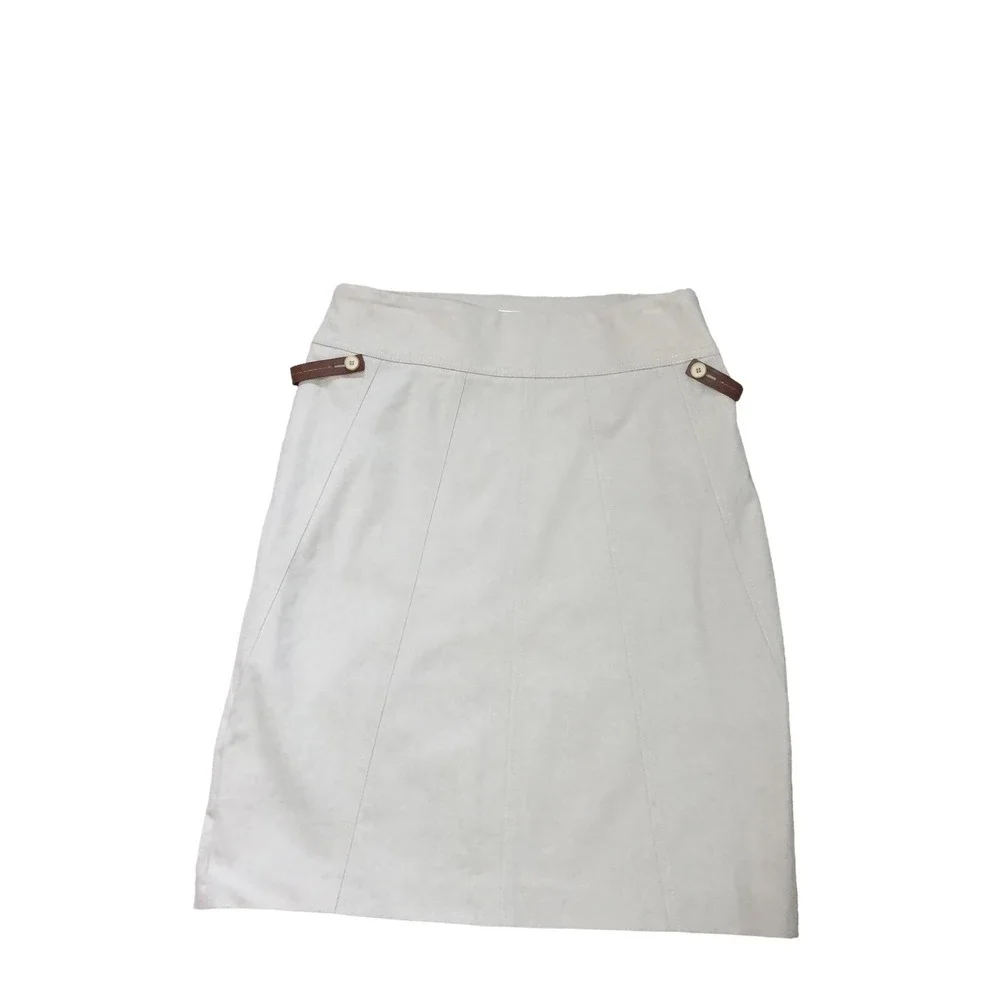 Gunex Skirt Womens Size 8 Tan Leather Strap Pencil Mini Minimalist Vintage Italy